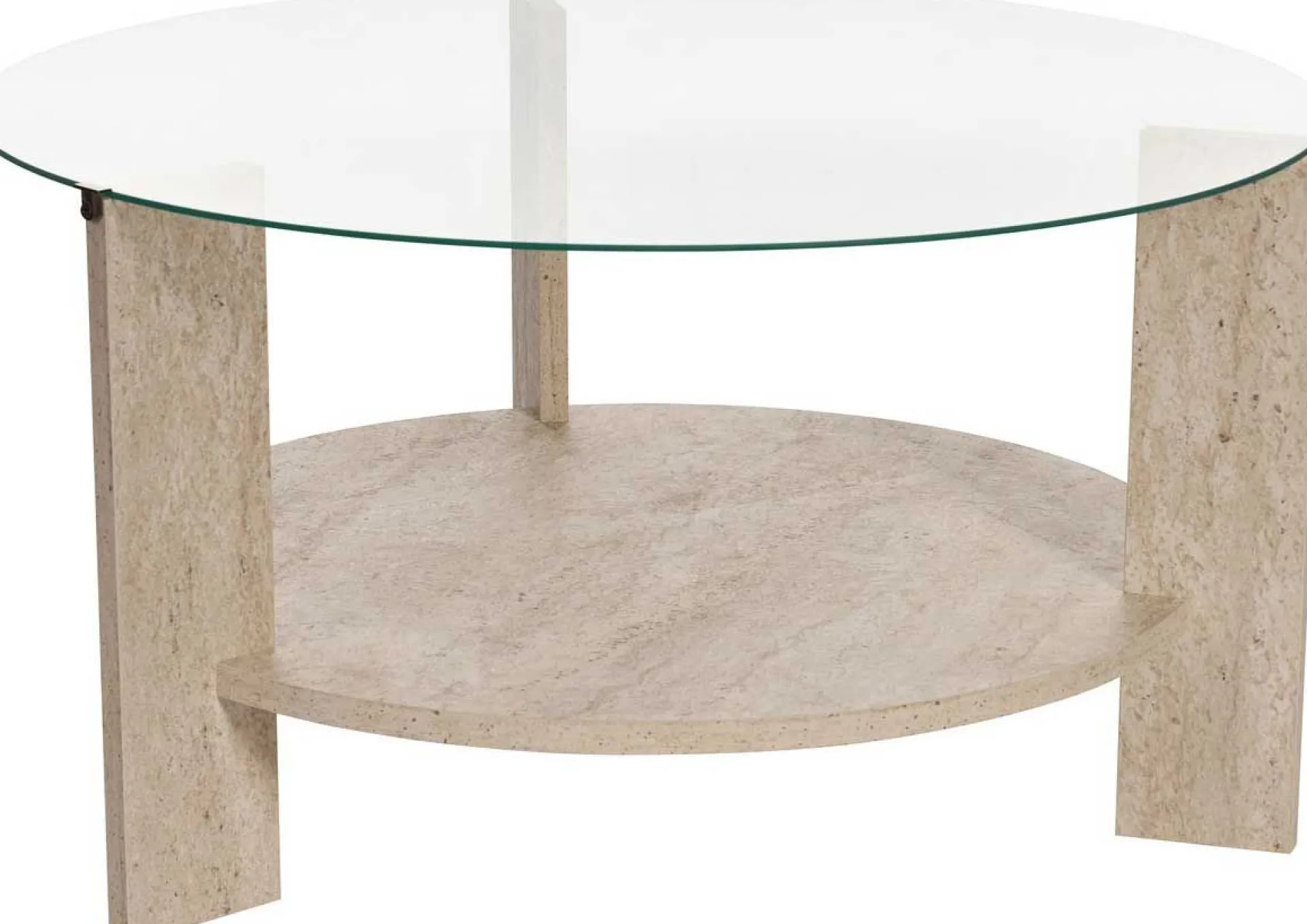 Emob Couchtisch Clara - 100% TEMPERED GLASS - Travertin - 40 x 75 x 75 cm