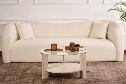 Emob Couchtisch Clara - 100% TEMPERED GLASS - Travertin - 40 x 75 x 75 cm