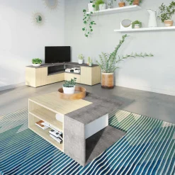 Symbiosis Couchtisch Cleo - Beton/Eiche