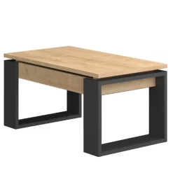 Trasman Couchtisch Cosmit 90x52 cm mir ausziehbarer Tischplatte - beige/ schwarz