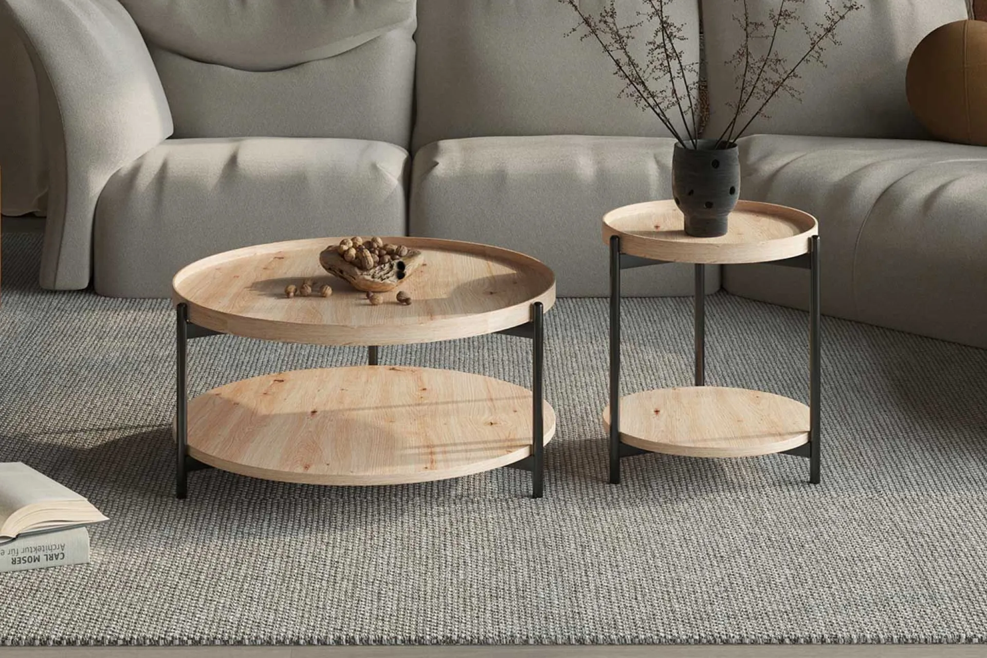 Rousseau Couchtisch Davina | Ø80 x 40 cm | Old Oak Design