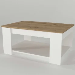 Emob Couchtisch Dima - 90x60x42cm - Eiche Dekor/Weiß