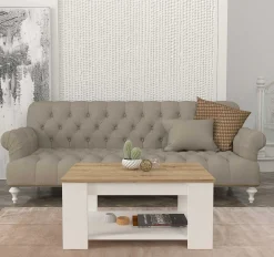 Emob Couchtisch Dima - 90x60x42cm - Eiche Dekor/Weiß