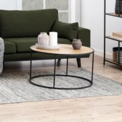 Emob Couchtisch Dover Ø80 - schwarz/Wildeiche
