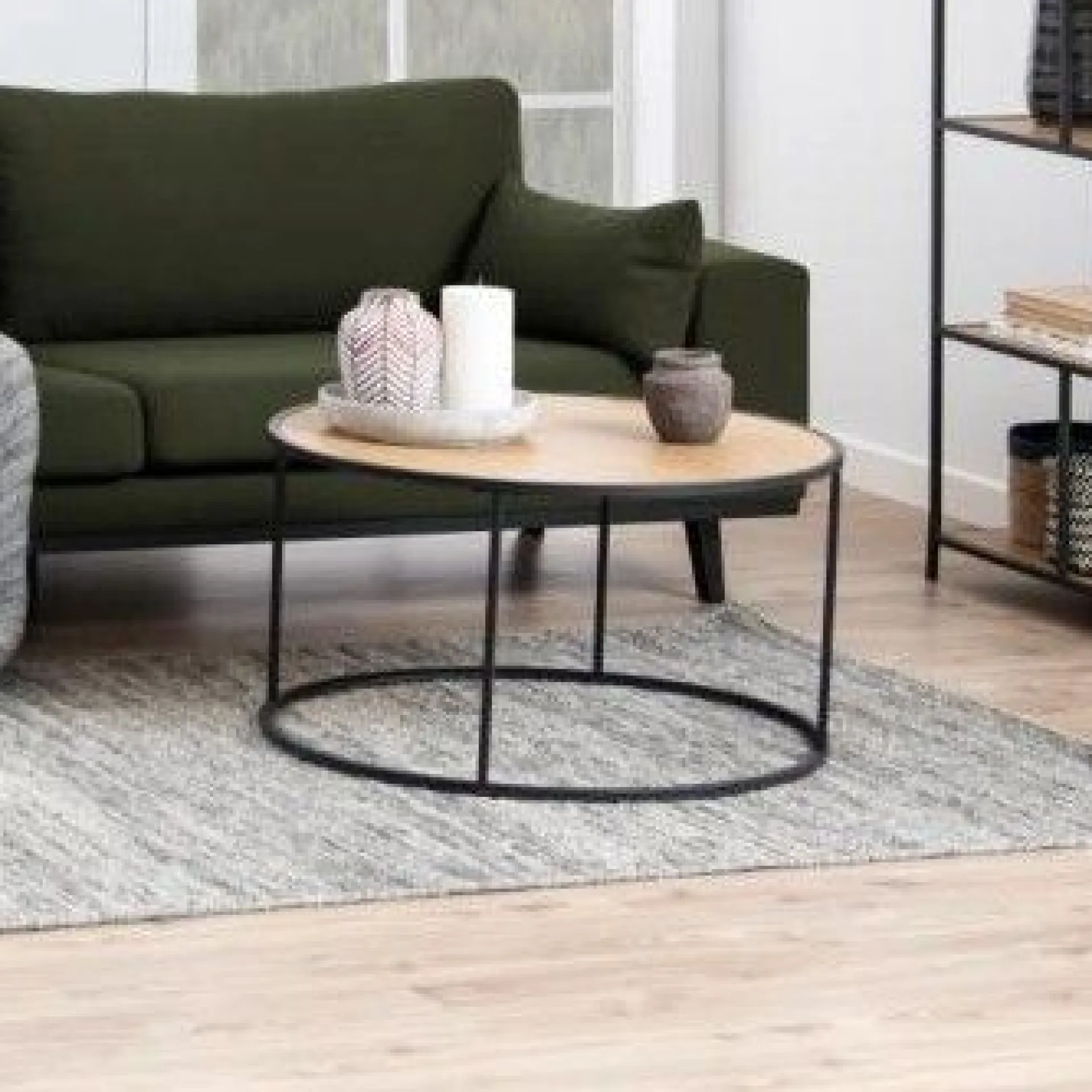 Emob Couchtisch Dover Ø80 - schwarz/Wildeiche