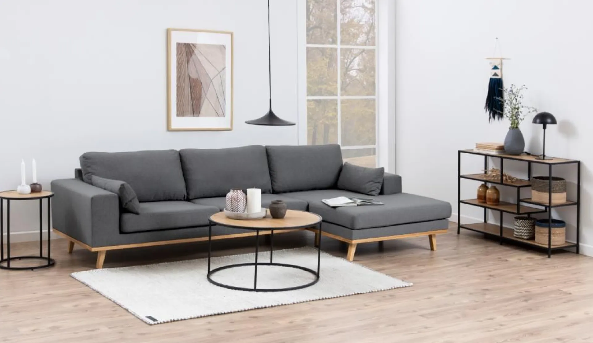 Emob Couchtisch Dover Ø80 - schwarz/Wildeiche