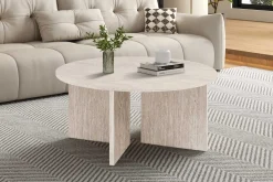 Rousseau Couchtisch Drasir - Ø90x42cm - Travertin