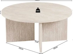 Rousseau Couchtisch Drasir - Ø90x42cm - Travertin