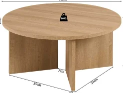 Rousseau Couchtisch Drasir - Ø90x42cm - Eiche Dekor
