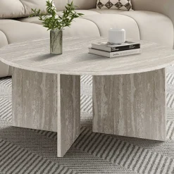 Rousseau Couchtisch Drasir - Ø90x42cm - Travertin