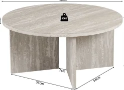 Rousseau Couchtisch Drasir - Ø90x42cm - Travertin