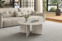 Rousseau Couchtisch Drasir - Ø90x42cm - Travertin
