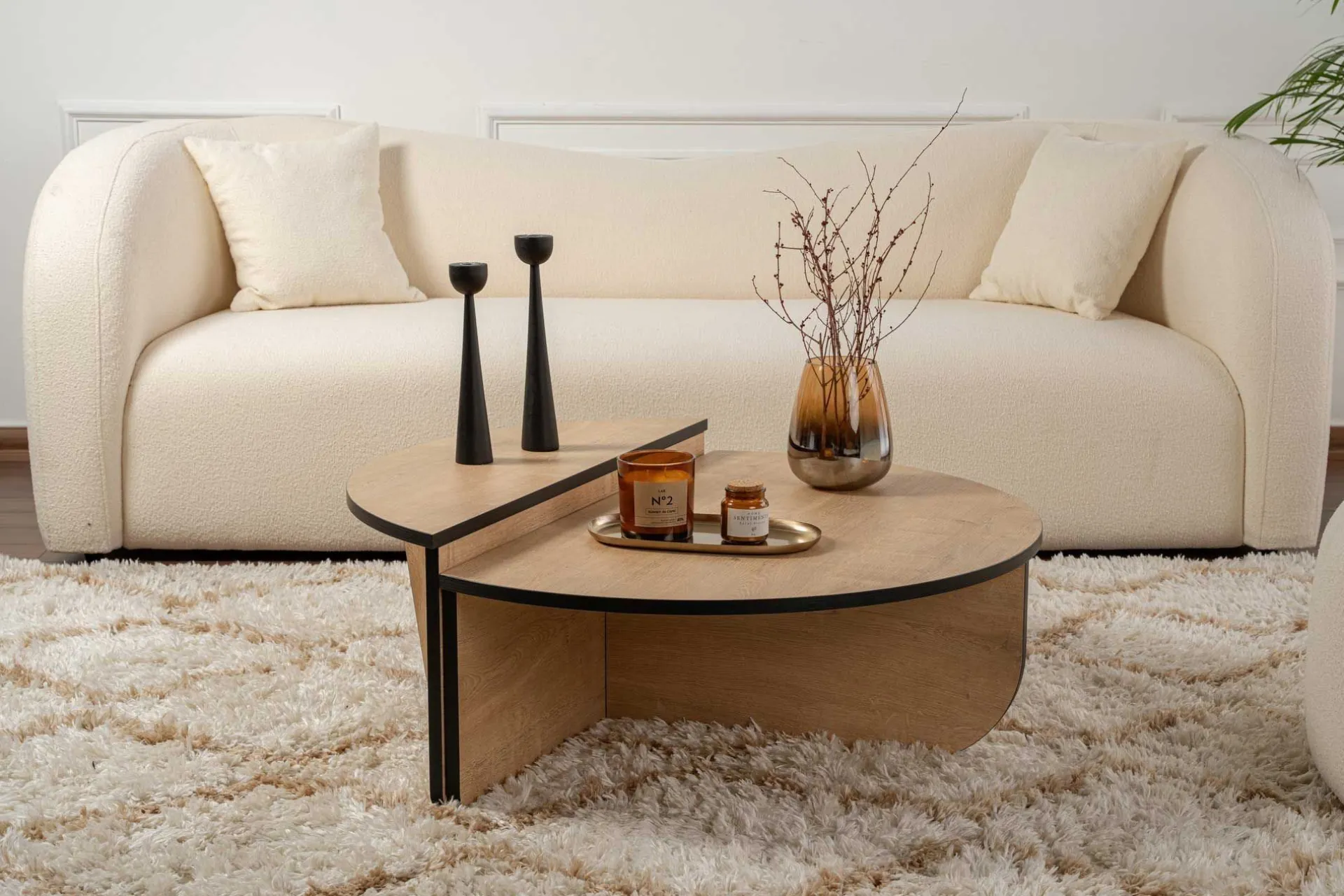 Emob Couchtische Orion - 60x90x30cm - 2er Set - Eiche Dekor/schwarz