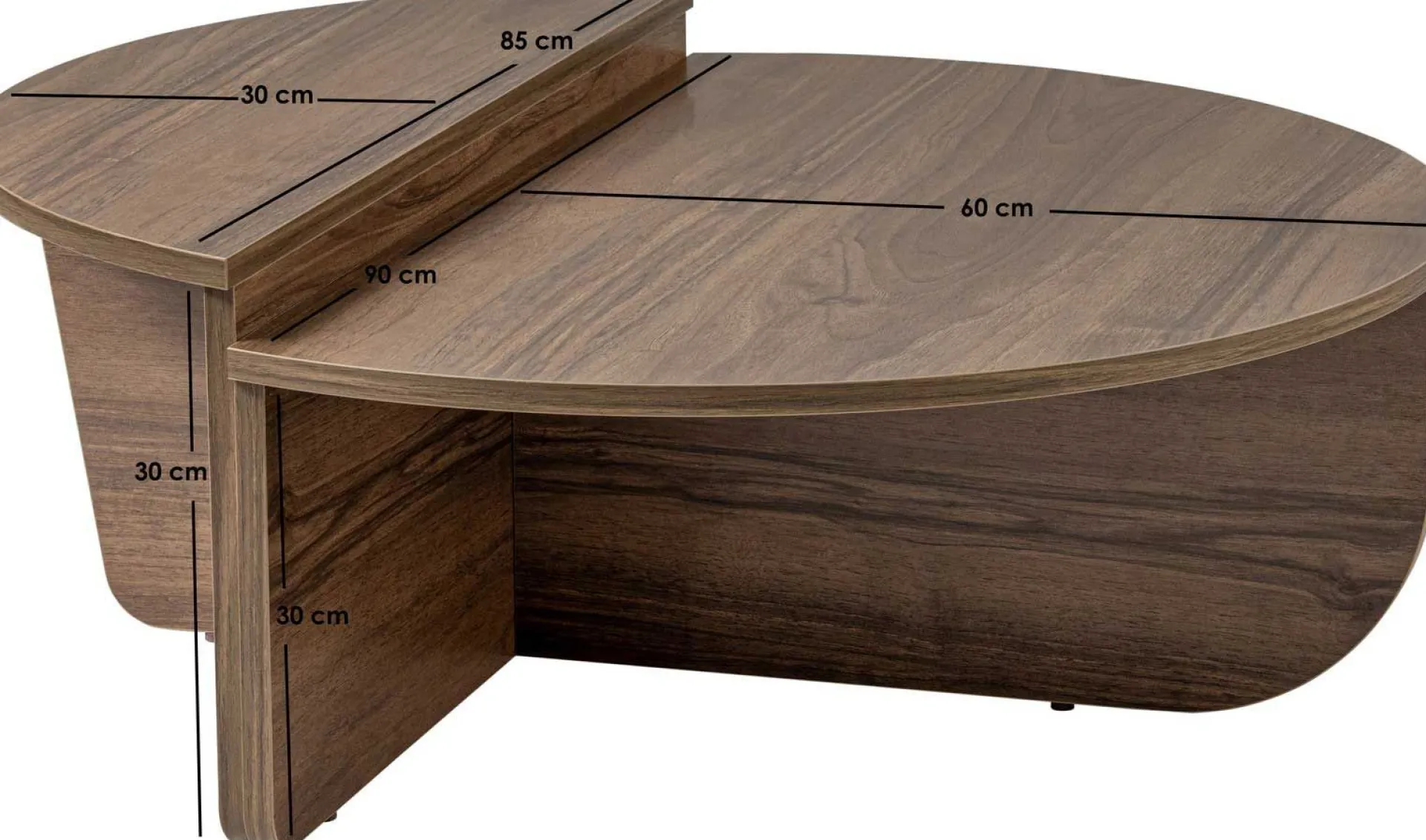 Emob Couchtische Orion - 60x90x30cm - 2er Set - Dekor Nussbaum
