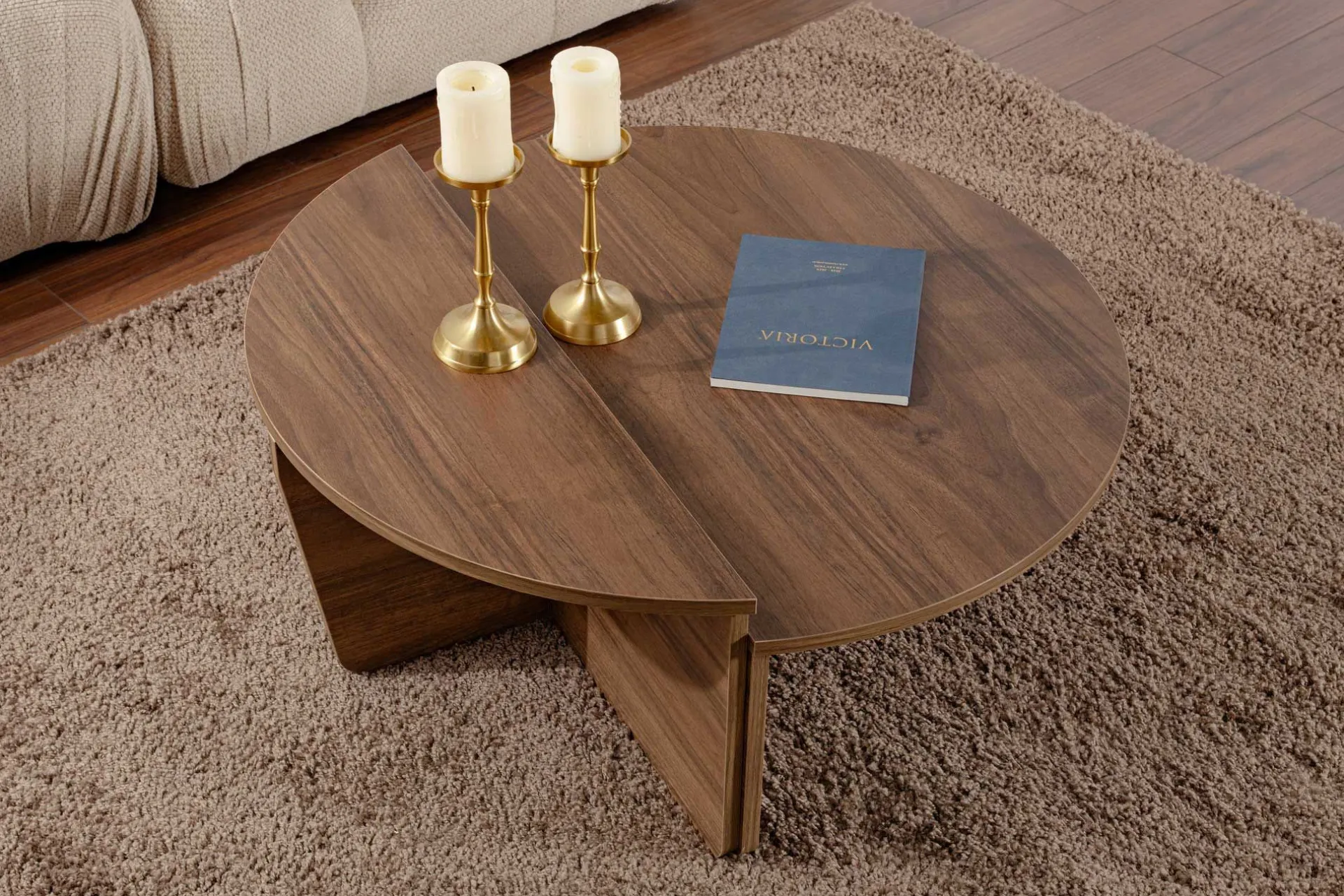 Emob Couchtische Orion - 60x90x30cm - 2er Set - Dekor Nussbaum