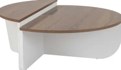 Emob Couchtische Orion - 60x90x30cm - 2er Set - Walnuss/Weiß