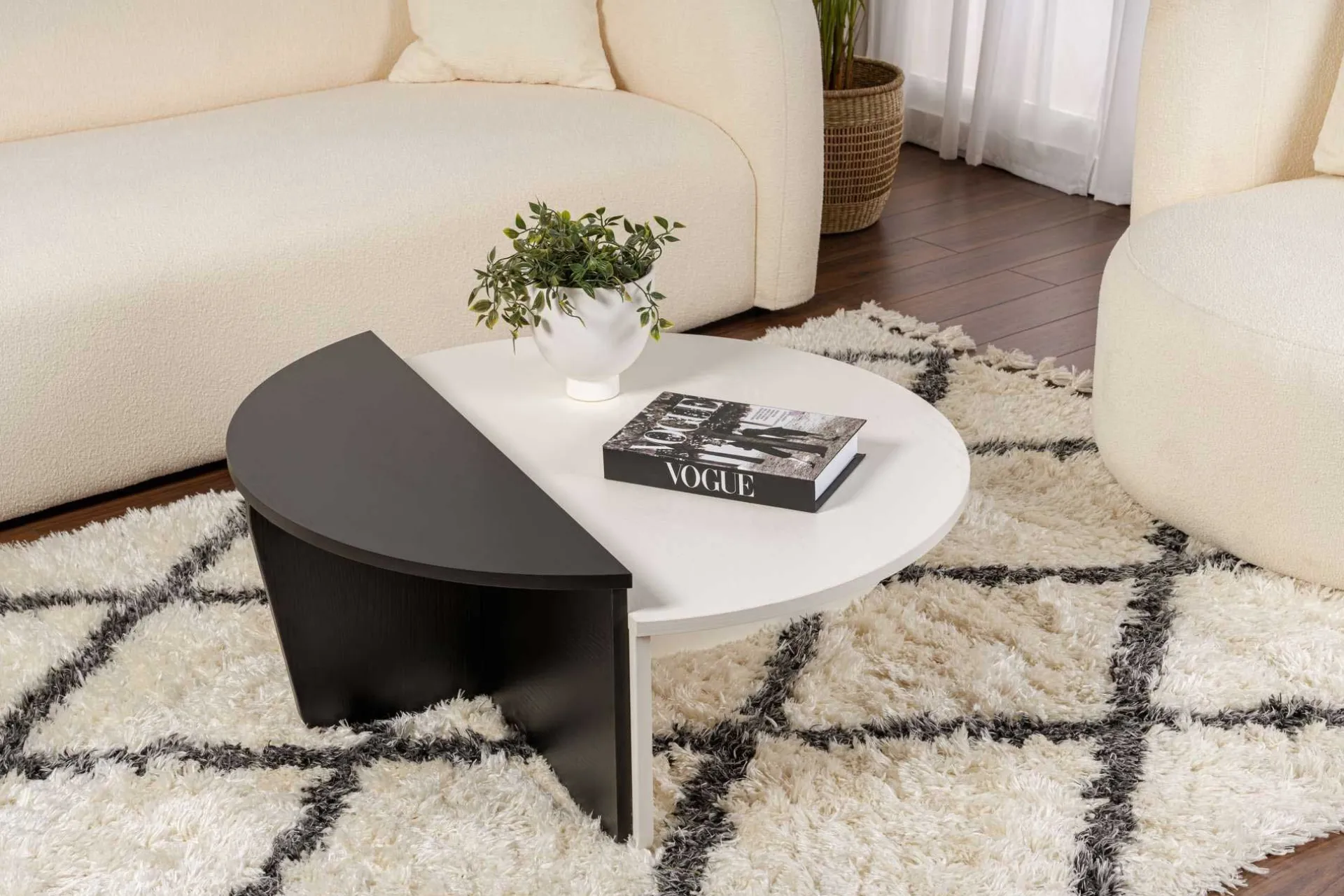 Emob Couchtische Orion - 60x90x30cm - Satz von 2 - weiß/schwarz