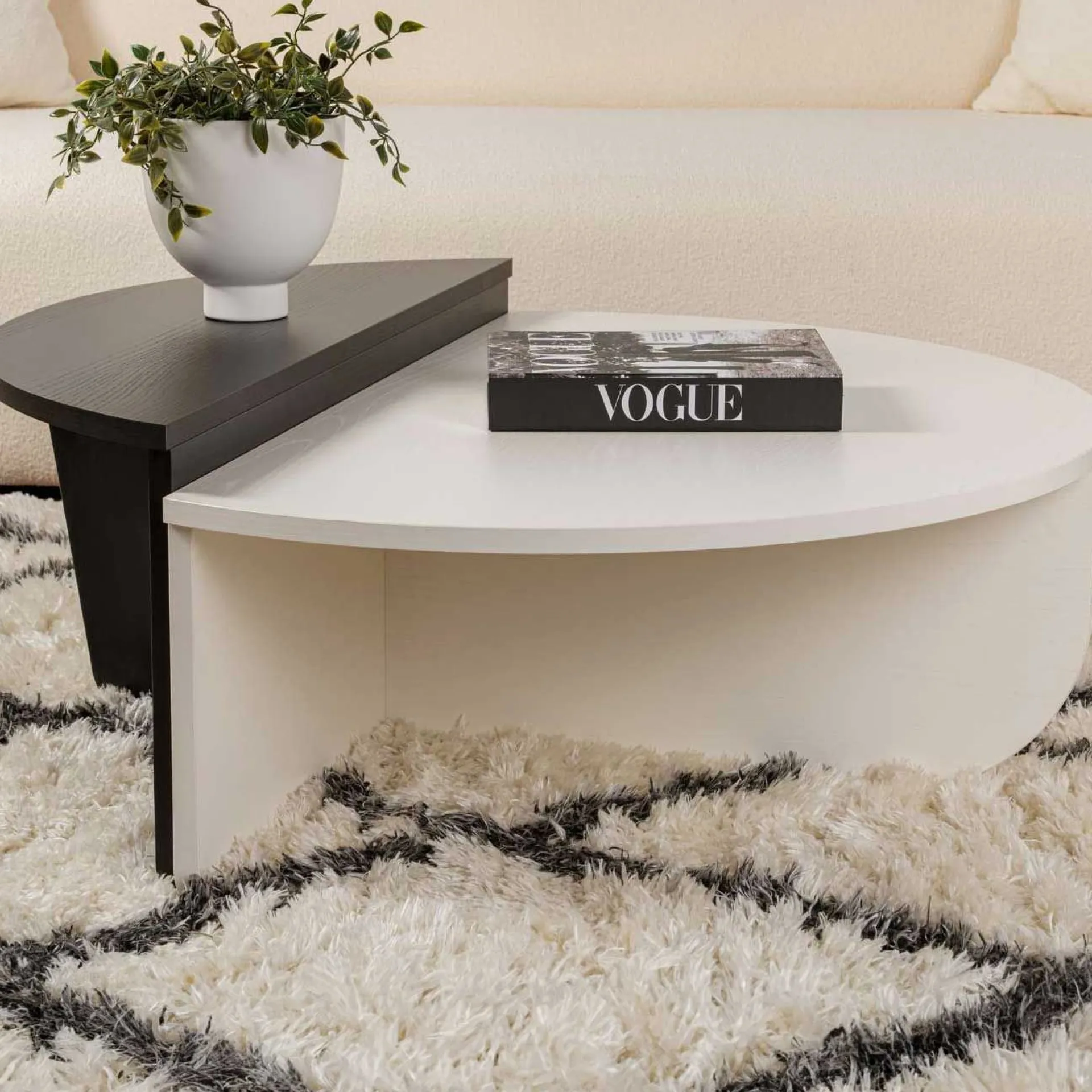 Emob Couchtische Orion - 60x90x30cm - Satz von 2 - weiß/schwarz