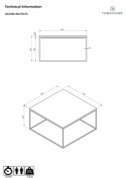 Temahome Couchtisch Gleam 75x75 - Eiche/Stahl