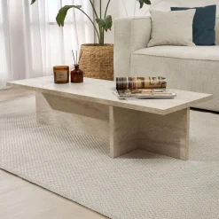 Emob Couchtisch Harbor - 100% MELAMINE - Travertin - 30 x 45 x 120 cm