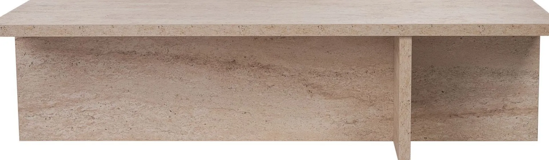 Emob Couchtisch Harbor - 100% MELAMINE - Travertin - 30 x 45 x 120 cm