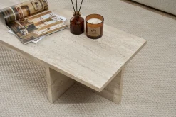 Emob Couchtisch Harbor - 100% MELAMINE - Travertin - 30 x 45 x 120 cm