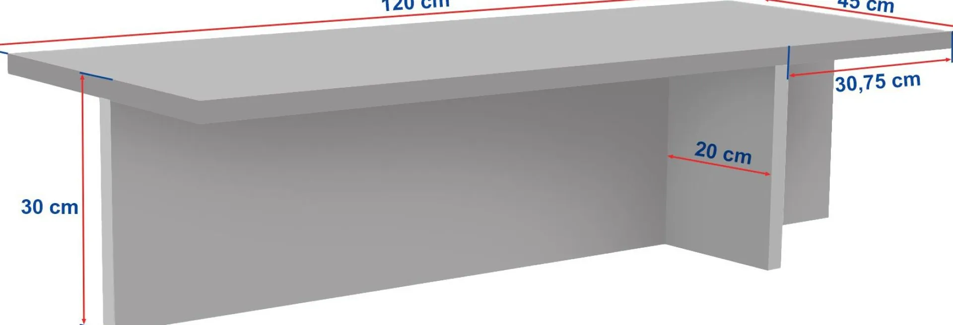 Emob Couchtisch Harbor - 100% MELAMINE - Walnuss - 30 x 45 x 120 cm