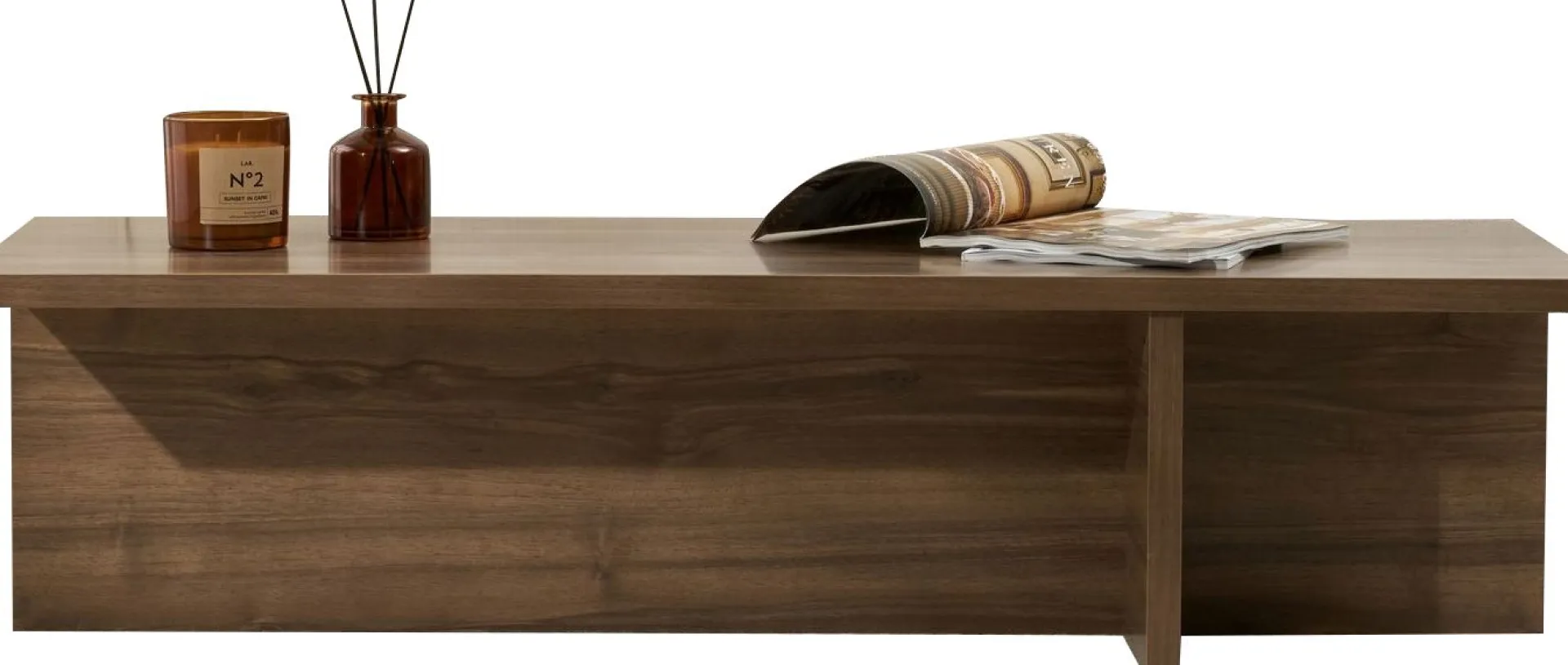 Emob Couchtisch Harbor - 100% MELAMINE - Walnuss - 30 x 45 x 120 cm