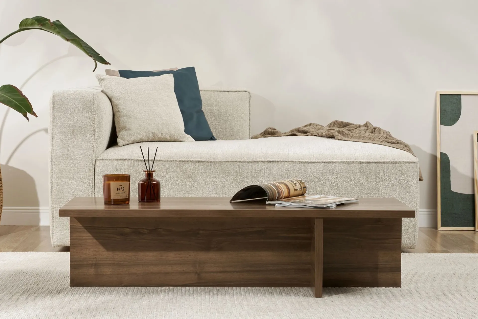 Emob Couchtisch Harbor - 100% MELAMINE - Walnuss - 30 x 45 x 120 cm
