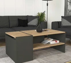 Emob Couchtisch Izia - 110x60x45cm - Anthrazit/Eiche Dekor