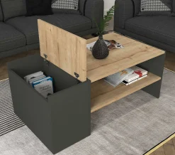 Emob Couchtisch Izia - 110x60x45cm - Anthrazit/Eiche Dekor