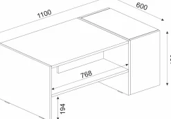 Emob Couchtisch Izia - 110x60x45cm - Anthrazit/Eiche Dekor