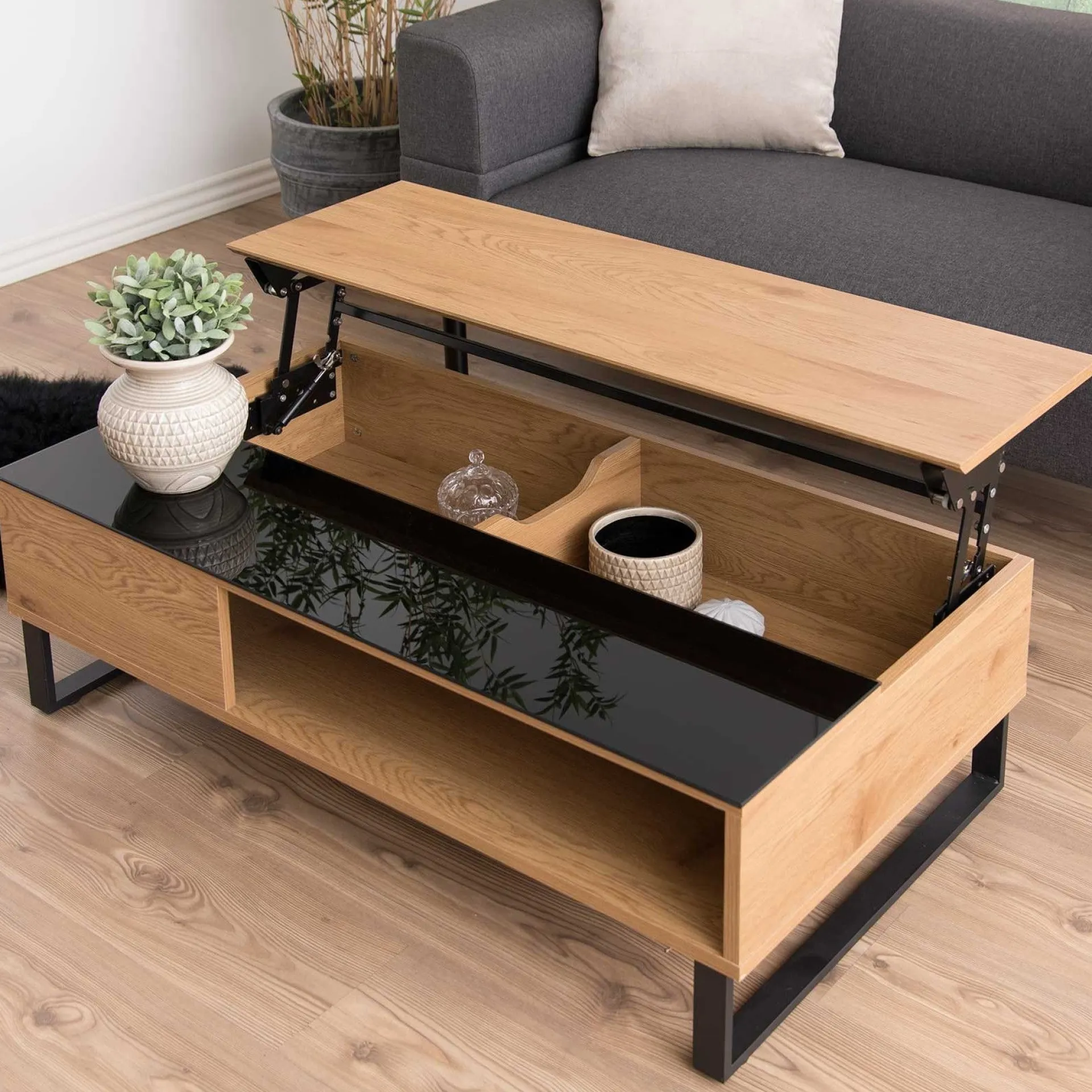 Emob Couchtisch Izzy 110cm - Eiche/schwarz