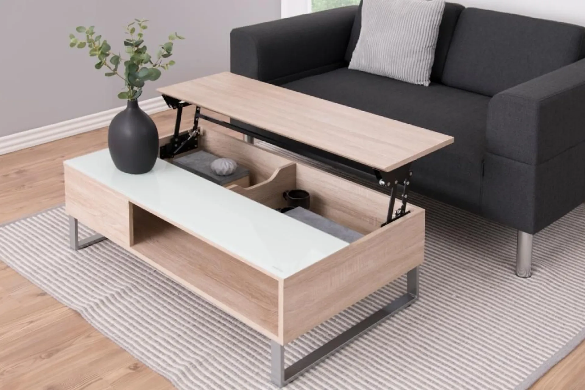 Emob Couchtisch Izzy 110cm - Eiche/Weiß