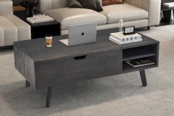 Rousseau Couchtisch Justine - 120x60x45cm - verstellbar - mit Ablage - dunkel