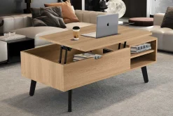 Rousseau Couchtisch Justine - 120x60x45cm - verstellbar - mit Ablage - Eiche Dekor