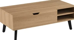 Rousseau Couchtisch Justine - 120x60x45cm - verstellbar - mit Ablage - Eiche Dekor