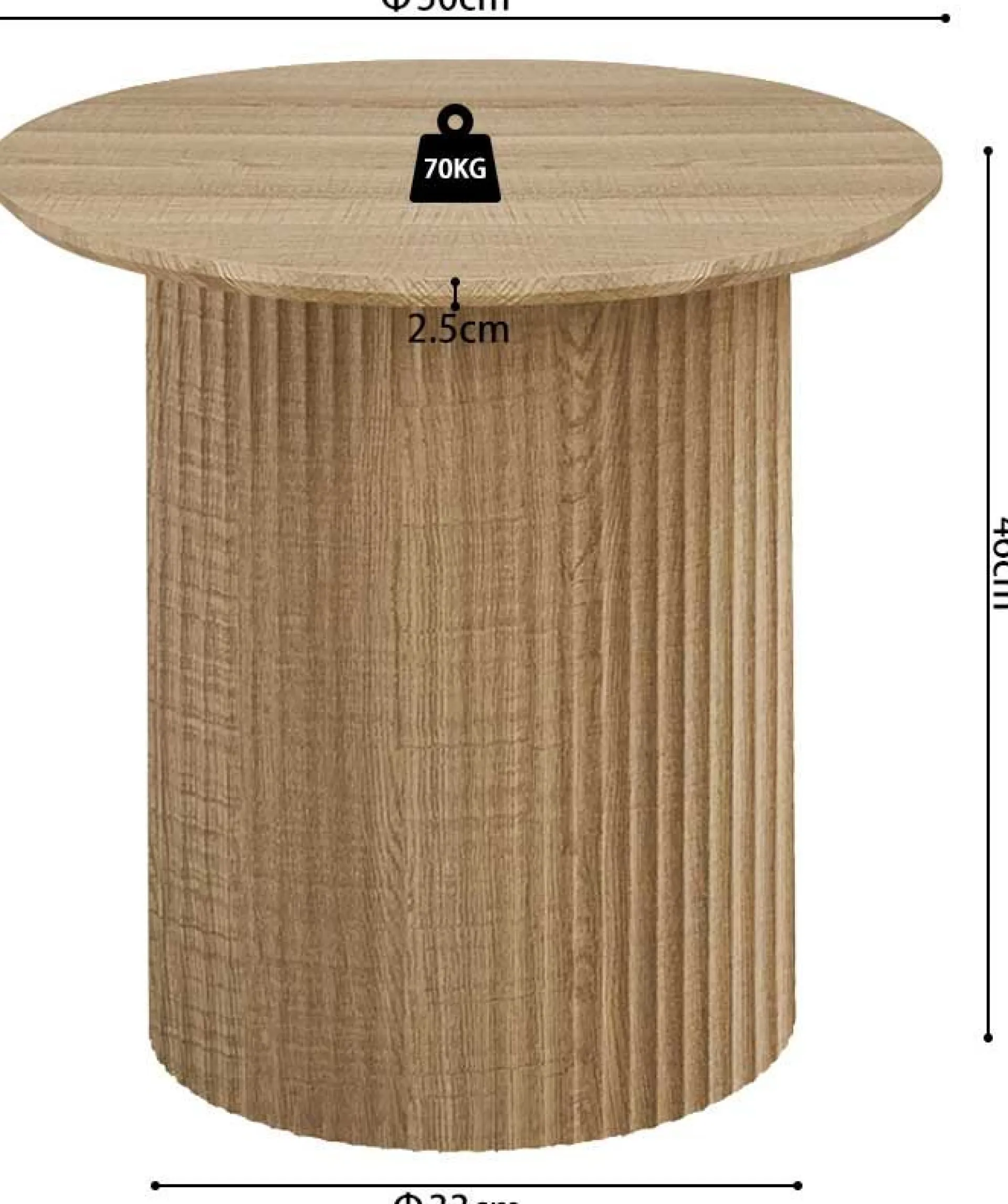 Rousseau Couchtisch Lagos - Ø50x46cm - Eiche Dekor