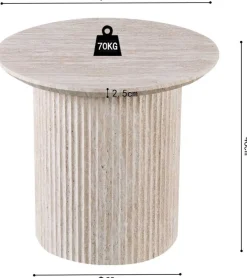 Rousseau Couchtisch Lagos - Ø50x46cm - Travertin