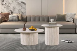 Rousseau Couchtisch Lagos - Ø50x46cm - Travertin