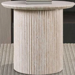 Rousseau Couchtisch Lagos - Ø50x46cm - Travertin