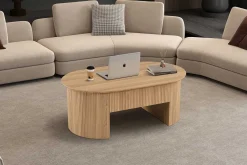 Rousseau Couchtisch Lagos - 120x70x45cm - verstellbar - mit Ablage - Eiche Dekor