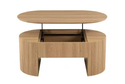 Rousseau Couchtisch Lagos - 120x70x45cm - verstellbar - mit Ablage - Eiche Dekor