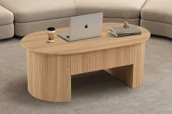 Rousseau Couchtisch Lagos - 120x70x45cm - verstellbar - mit Ablage - Eiche Dekor