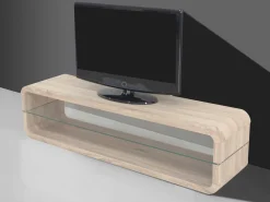 Couchtisch Lewis - 43x120x60 cm - Hellbraun/Sicherheitsglas