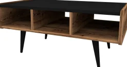 Emob Couchtisch Line - 100% MELAMINE - Heller Nussbaum - 90 x 40 x 56 cm