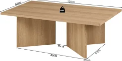 Rousseau Couchtisch Litar - 125x65x42cm - Eiche Dekor