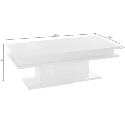 Web-Furniture Couchtisch Little Big | Inklusive Beleuchtung | 100 x 55 x 42 cm | High Gloss White