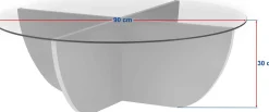 Emob Couchtisch Liya - 100% TEMPERED GLASS - Saphireiche - 30 x 90 x 90 cm