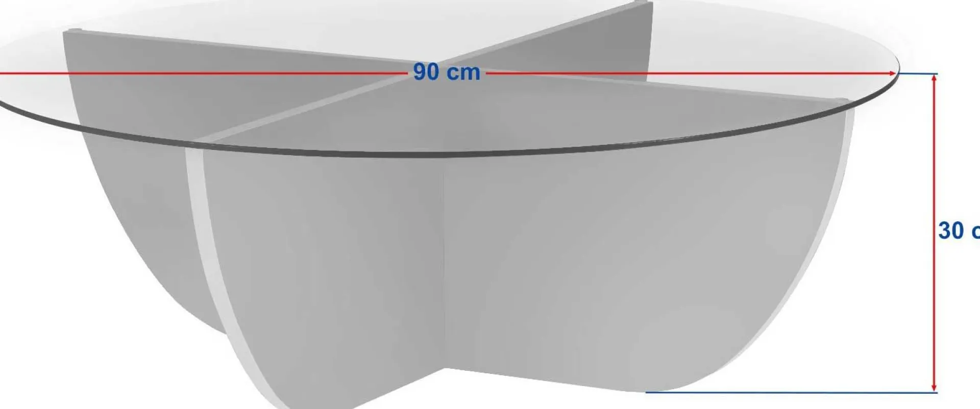 Emob Couchtisch Liya - 100% TEMPERED GLASS - Walnuss - 30 x 90 x 90 cm